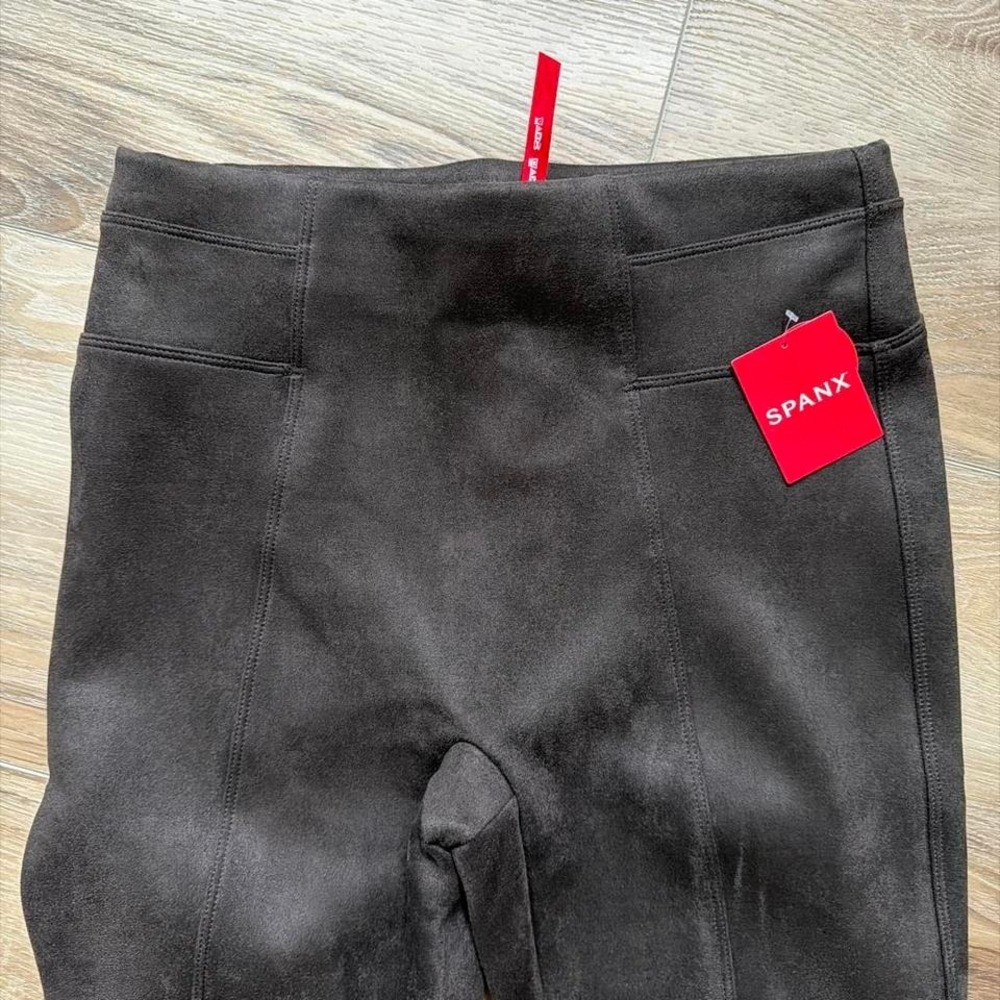NWT Spanx Faux Suede Leggings Brown Pull On Shaping Pants Women's S Minimalist - Picture 4 of 8